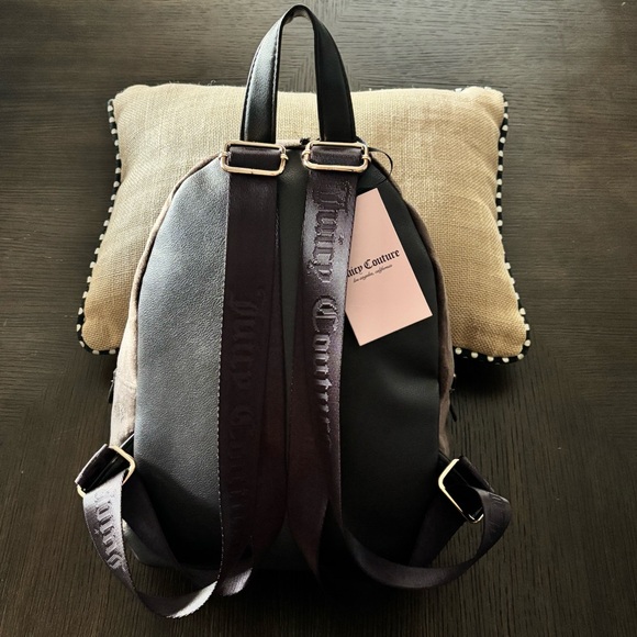 Juicy Couture Velour Backpack Brown Crest Logo Heart Key Charm NWT Y2K - Picture 3 of 7